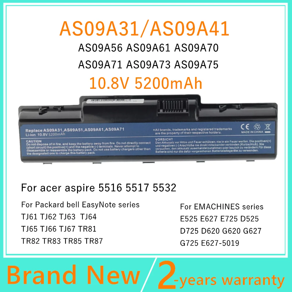 5200mAh Laptop battery For ACER AS09A31 AS09A41 AS09A51 AS09A56 AS09A61 AS09A71 AS09A73 AS09A75 AS09A90