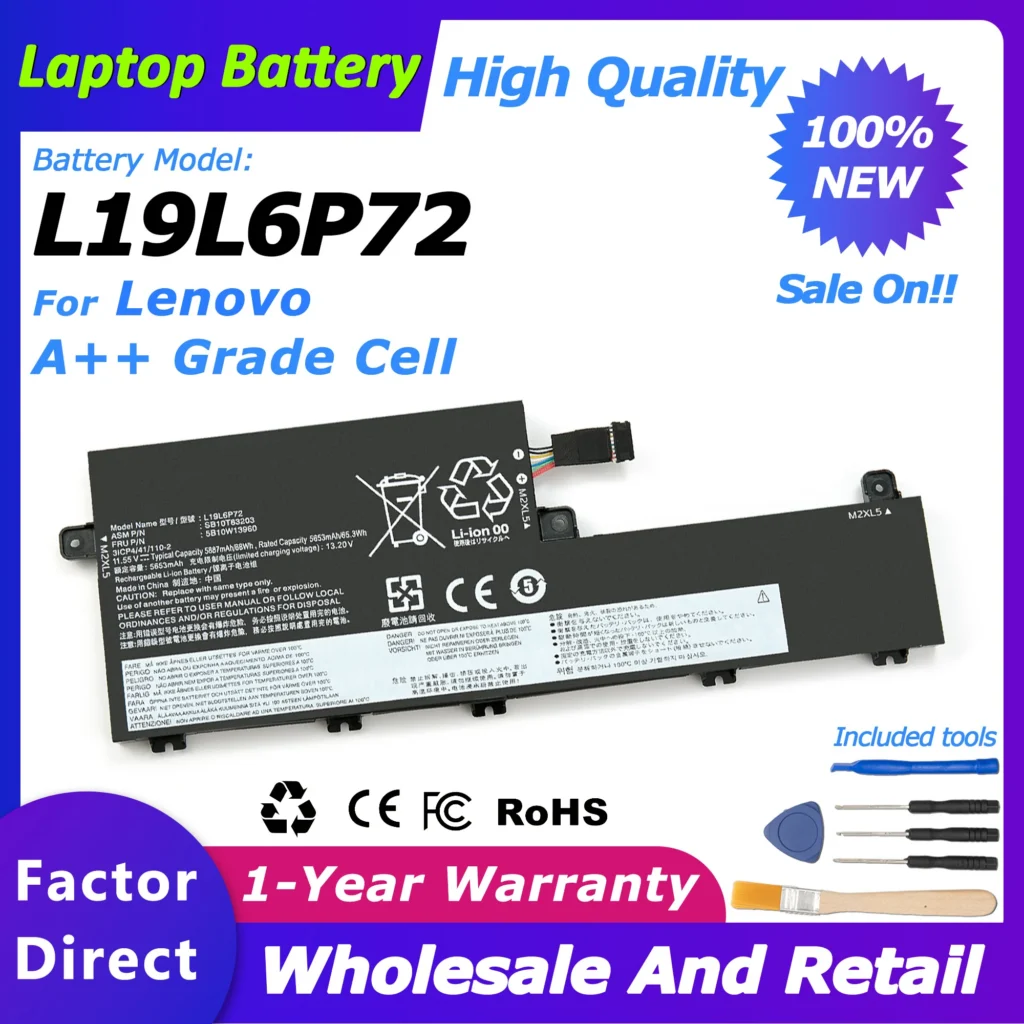 L19L6P72 For Lenovo ThinkPad P15v T15p Gen 1 Series laptop battery 5887mah/68wh