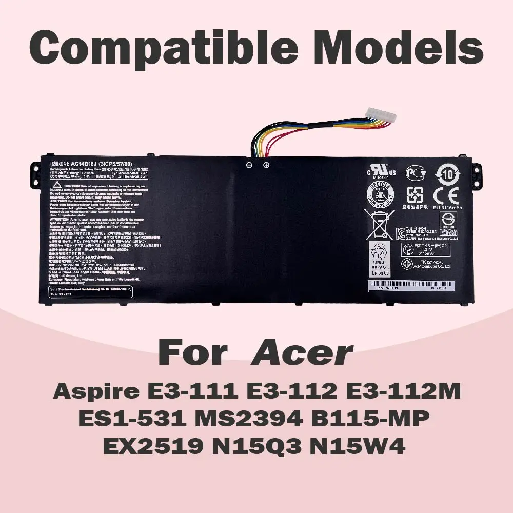 AC14B13J For Acer Aspire V3-112 V3-111P V3-111 ES1-711 E5-771 TravelMate B115-M B115-MP P236-M B116