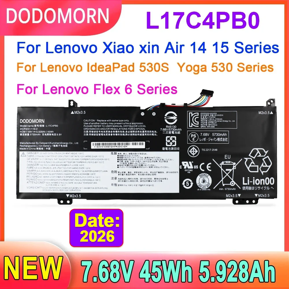 New L17C4PB0 For Lenovo Xiaoxin Air 14ARR 14IKBR 15ARR 15IKBR Ideapad 530s-14IKB 530s-15IKB 7.68V 45Wh 5.928Ah