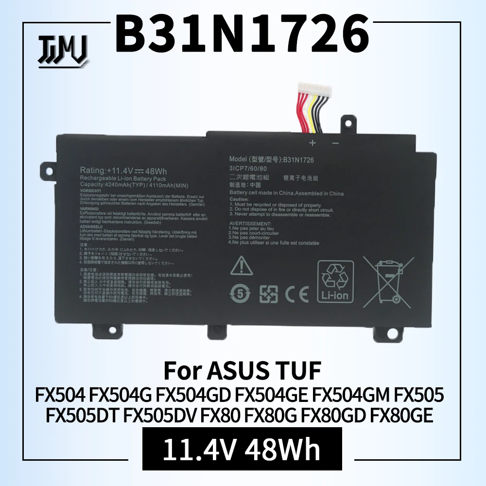 B31N1726 for ASUS TUF Gaming FX504 FX504G FX504GD FX504GE FX504GM FX505 FX505DT FX505DV FX505GE FX80 FX80G FX80GD FX80GE