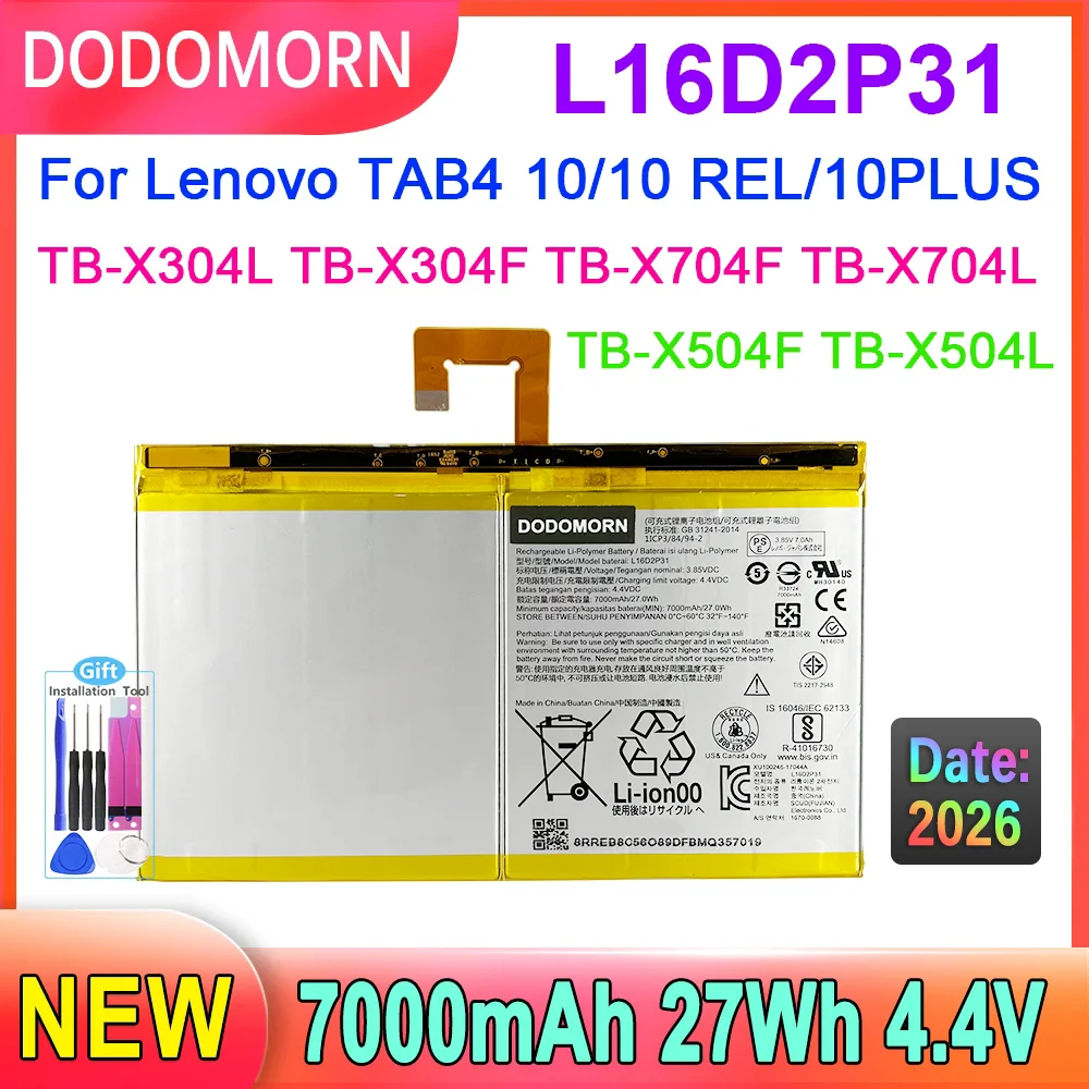 DODOMORN L16D2P31 For Lenovo TAB 4 10/10 REL/10PLUS TB-X304/X430F TB-X704F TB-X504F TB-X705LGB TB-X704L TB-X804F