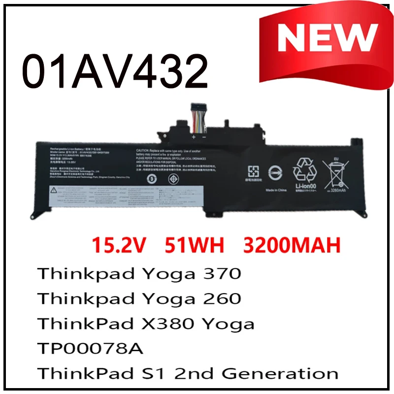01AV432 for Lenovo ThinkPad X380 Yoga 260 370 01AV433 TP00002678A ThinkPad S1 2nd Generation 00HW026 00HW027
