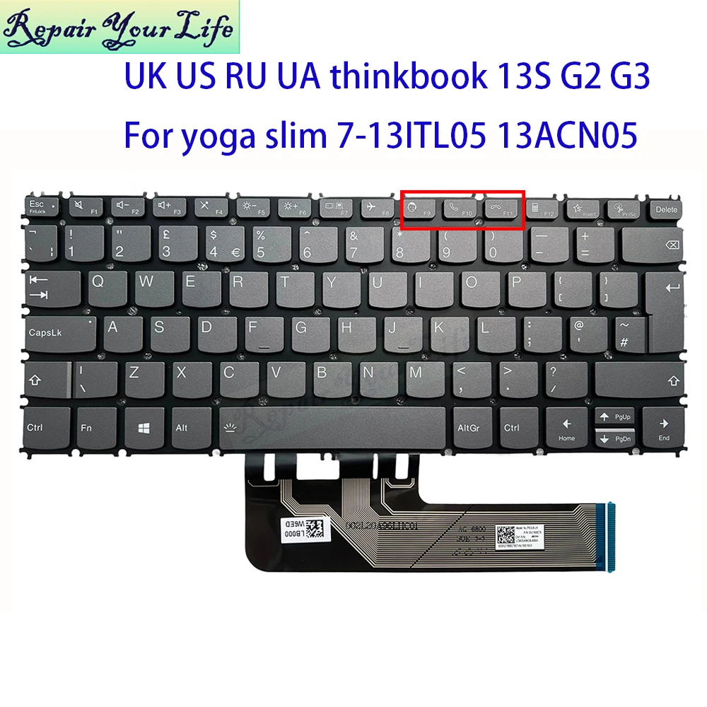 UK US Russian Keyboard Backlit For Lenovo ThinkBook 13s G2 ITL ARE G3 ACN 13x ITG Yoga Slim 7-13ACN05 13ITL05 LCM20A9 PR2UB