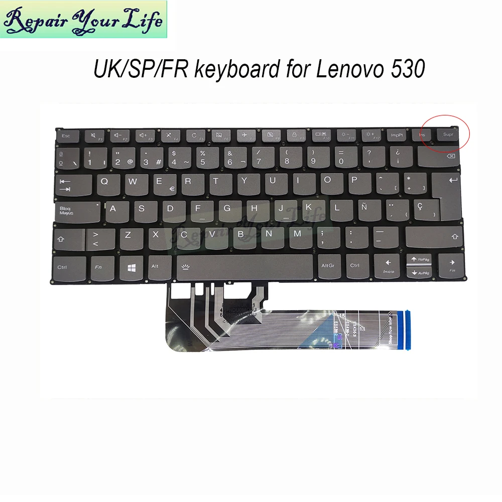 UK French AZERTY Spanish Backlight Keyboards for Lenovo Yoga 530-14 530-14IKB 530-14ARR C640-13IML Flex 6-14ARR 14IKB SN20N04591