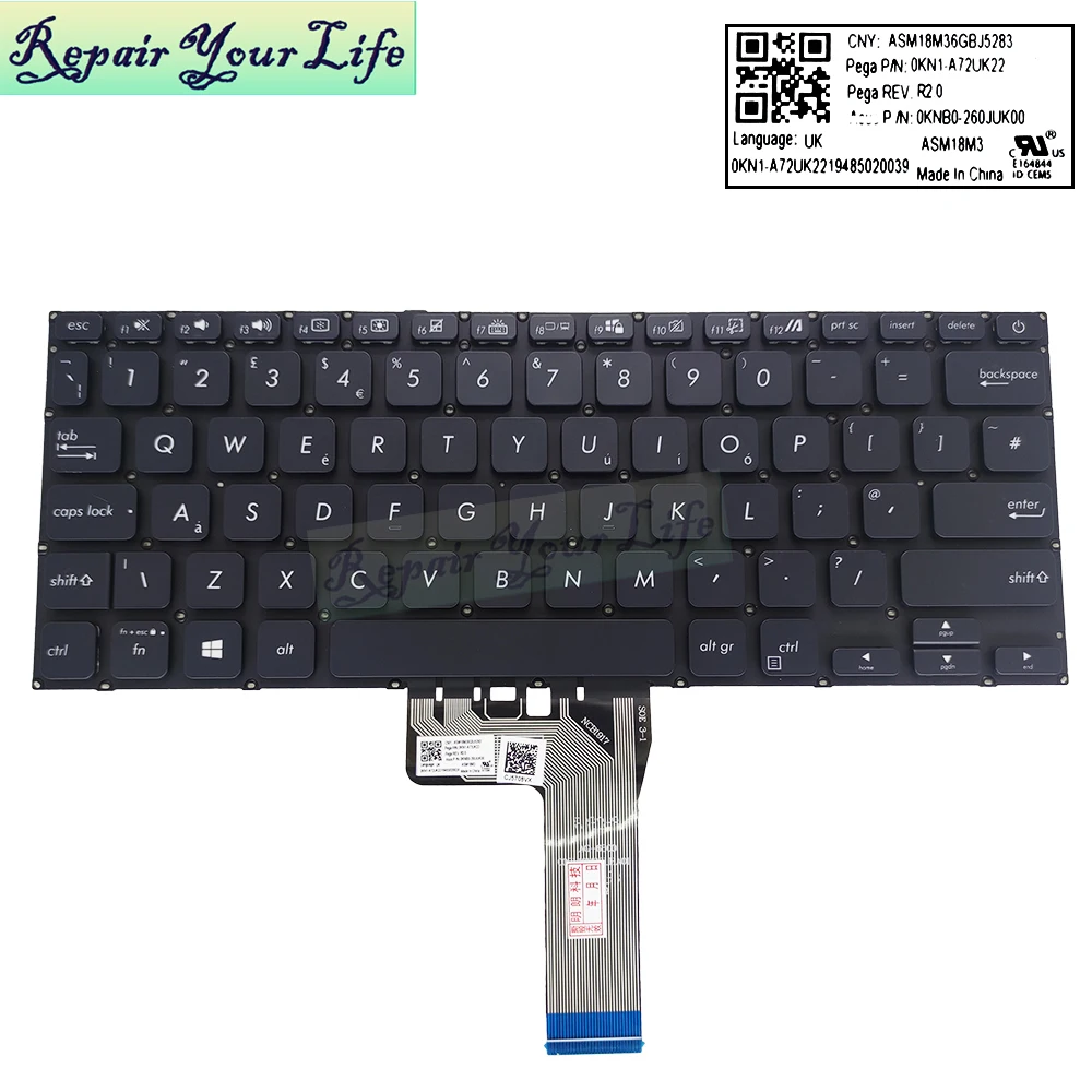UK GB Notebook Keyboard For ASUS VivoBook 14 A409 X415 X415J M409D M409B M409DA X409 X409JP X409JA X409U X409J 0KNB0-260JUK00