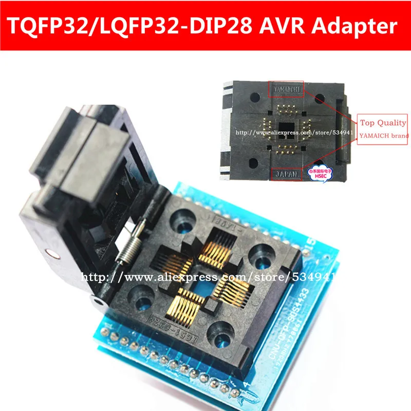 TQFP32 QFP32 LQFP32 to DIP28 adapter socket support ATMEGA8 series TL866II plus programmer