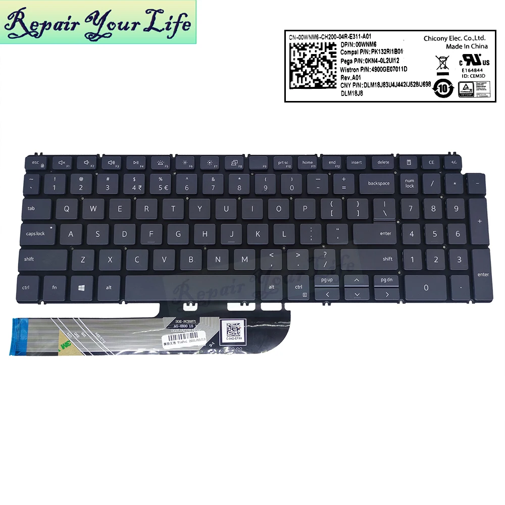 5594 US UK English Arabic Backlit keyboard for Dell Inspiron 5593 15 5501 5502 5505 5508 backlight 00WNM6 0WNM6 0NH88W