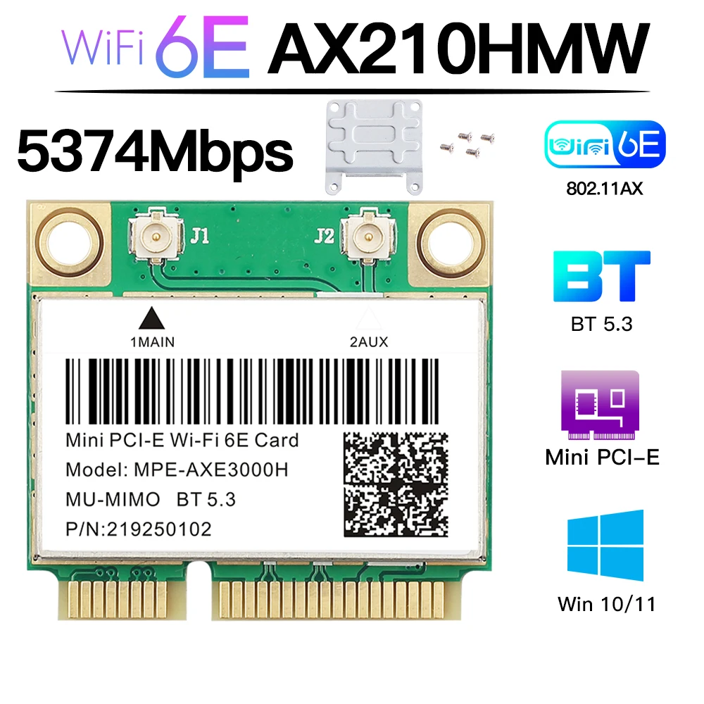 WiFi 6E AX210HMW Mini PCI-E Wifi Network Card Bluetooth 5.3 For AX210 Card 802.11AX