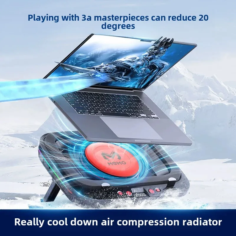 MEMO FL08 7 Angle Adjustable Notebook Powerful Fan Cooling Pad for 14-19''