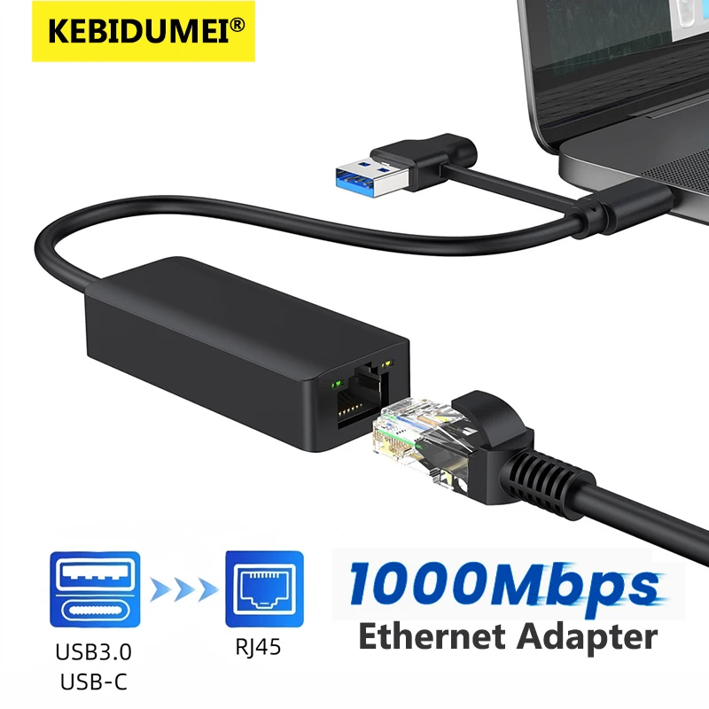 Type-C To RJ45 Ethernet Adapter Network Card 100/1000Mbps Lan Internet USB 3.0 Type C Cable