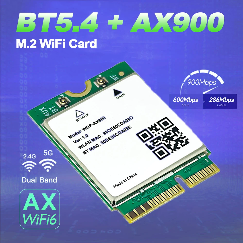 WDP-AX900 WiFi 6 Bluetooth 5.4 M.2 Network Card 2.4G&5GHz