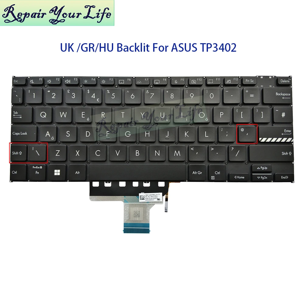 UK German Hungary Backlit Keyboard For ASUS Vivobook TP3402 TN3402 S14 Flip TP3402ZA TP3402VA TN3402YA