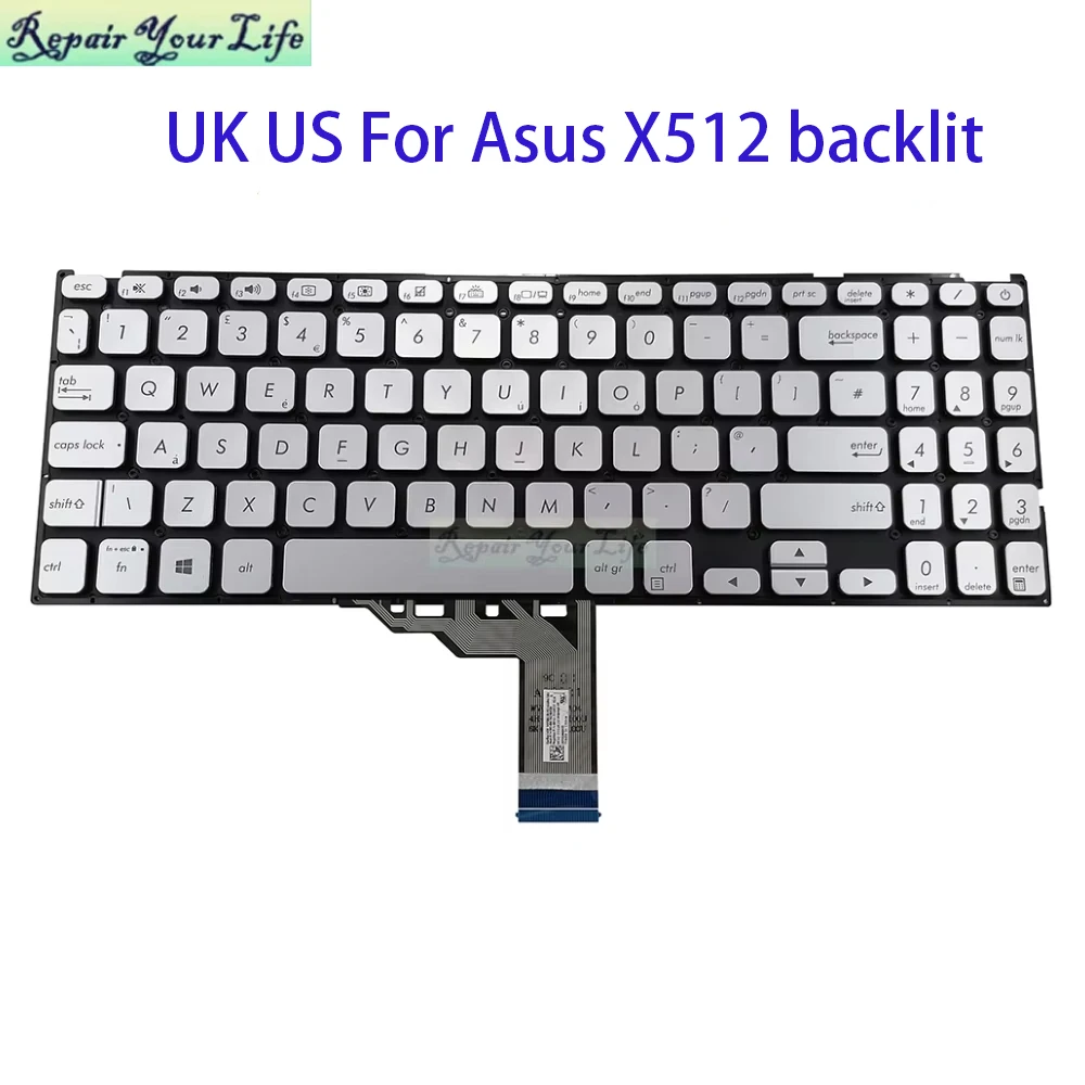 UK GB US USA English Keyboard For Asus VivoBook X512 F512 X512FA X512DK X512UA X512UB F512DA F512UA