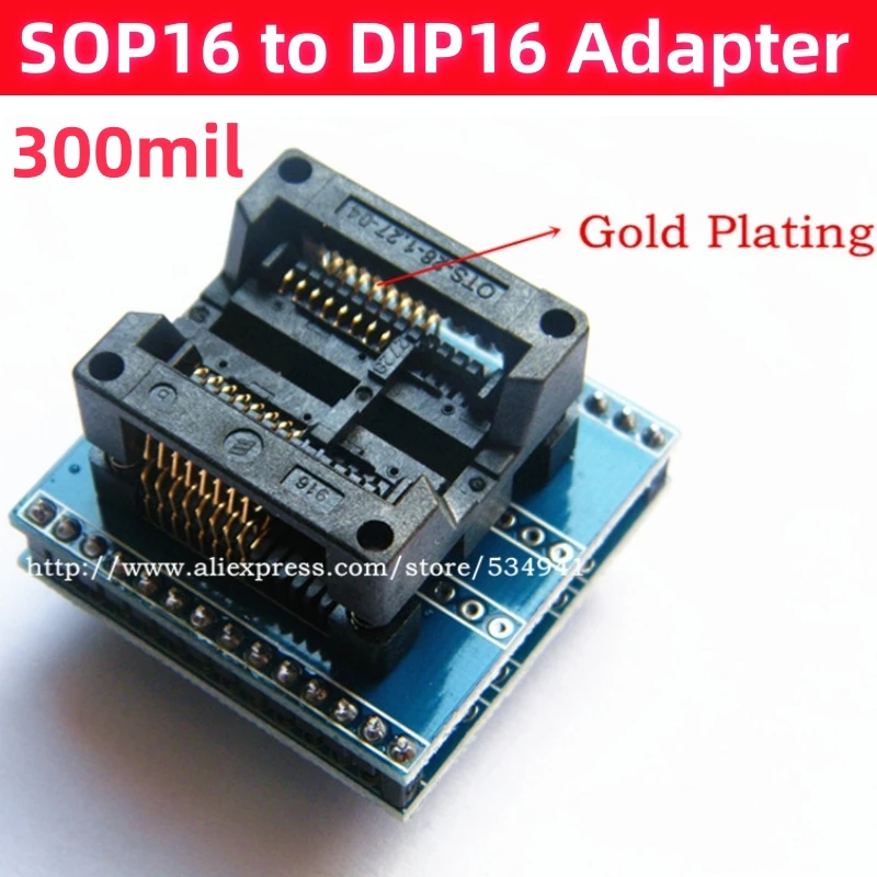 Gold Plating SOP16 to DIP16 Adapter Wide 300mil SOIC16 -DIP16 Socket sop16 to dip16