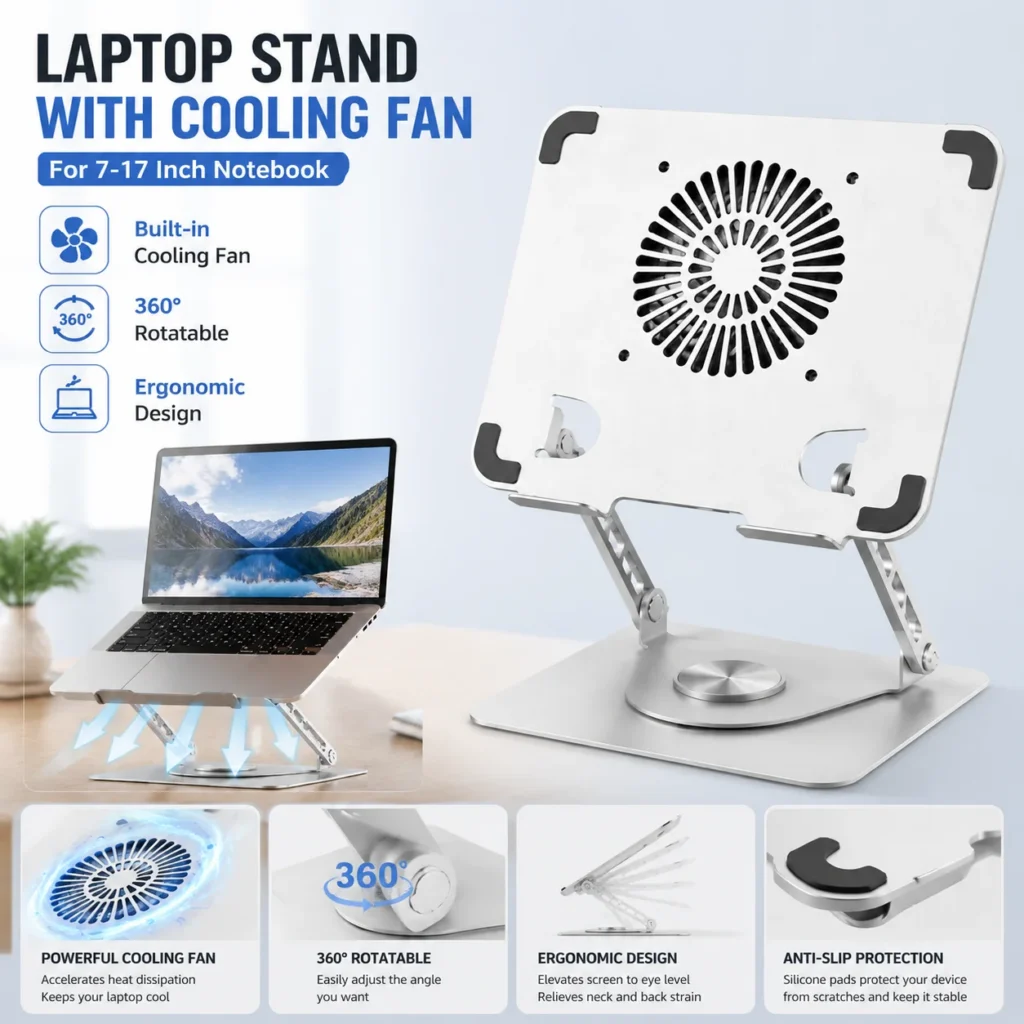 Laptop Stand with Cooling Fan for 7-17 Inch