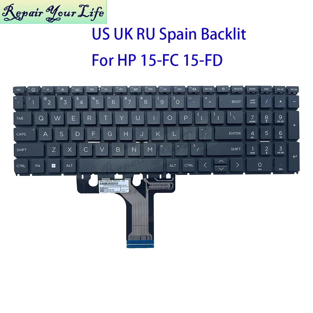 UK US Russian Spanish Keyboard Backlight For HP 15-FC 15-FD 15Z-FC 15T-FD 15-FD0000 N32715-FL1 B31 N32714-071