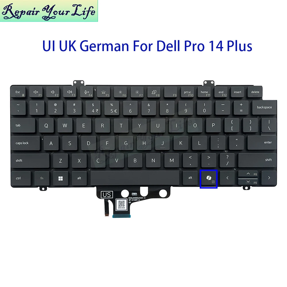 UK Laptop Backlit Keyboard For Dell Pro 14 Plus PB14250 PB14255 Pro 14 PC14250 PC14255 Max 14 MC14250 MC14255 0K12J6