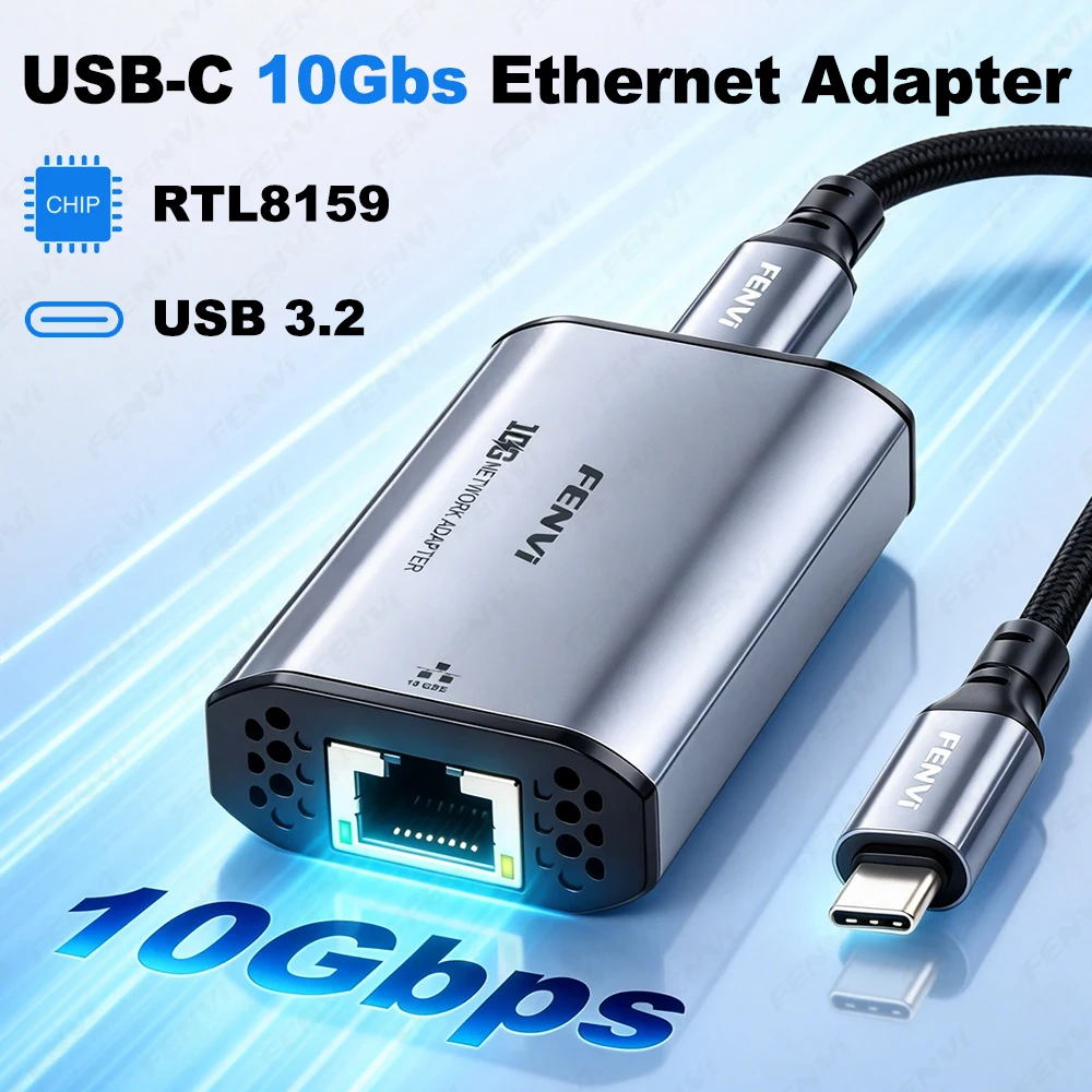 FENVI 10Gbs Type-C to RJ45 RTL8159 Network Adapter USB 3.2 10G