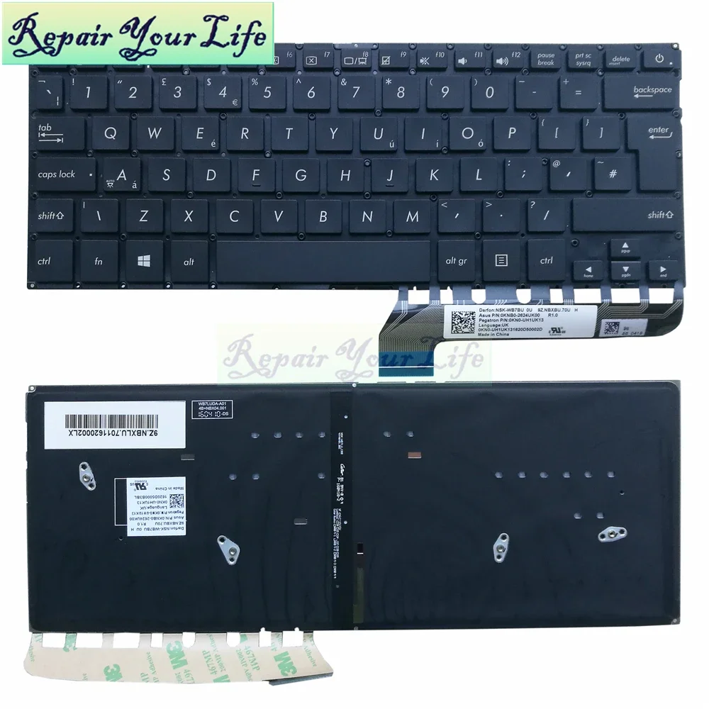 UX305 UK GB Laptop Keyboard Backlight For Asus ZenBook UX305UAB 0KNB0-2624UK00 NSK-WB7BU 9Z.NBXBU.70U