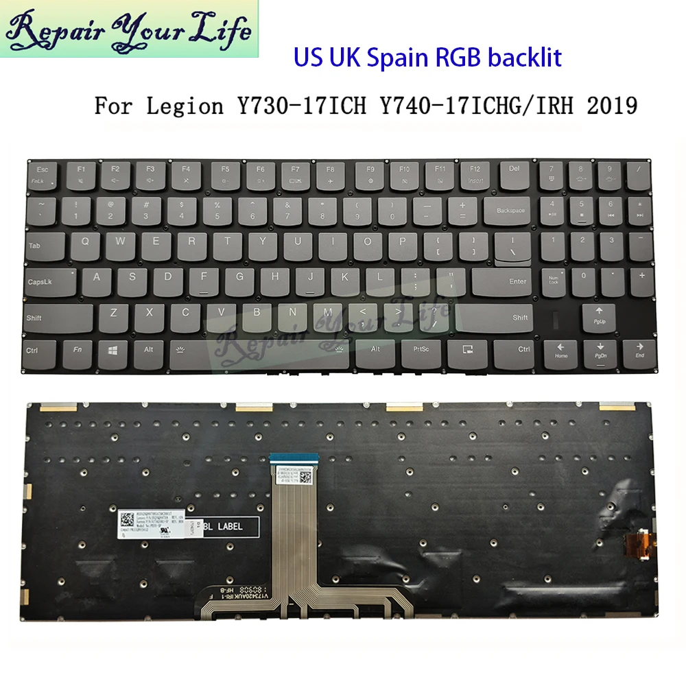 UK Spanish Keyboard RGB Backlit For Lenovo Legion Y730-17ICH Y740-17IRH Y9000K PD5Y-SP PD5Y-US