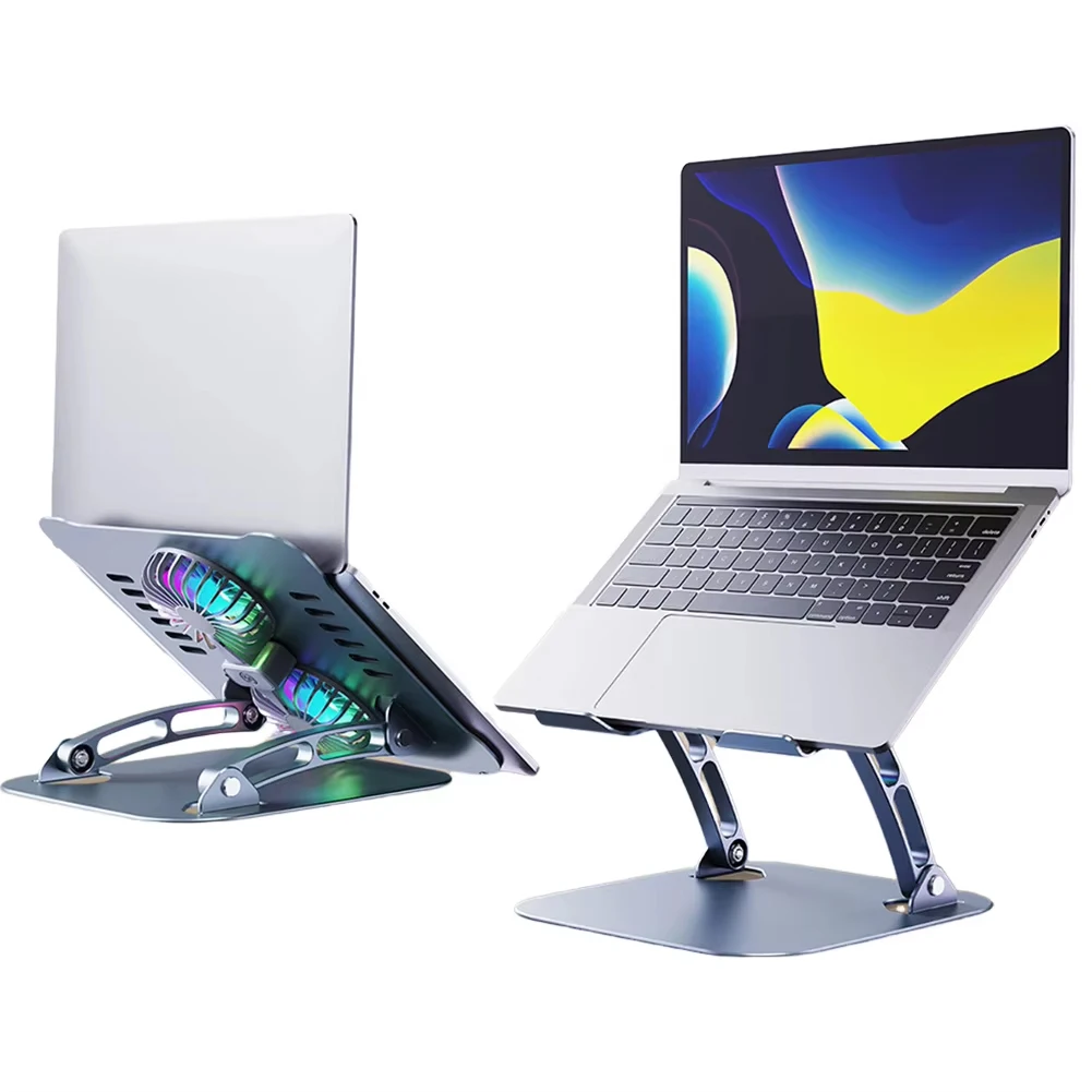 Foldable Desktop Laptop Cooling Stand Adjustable Height with 2 Cooling Fan