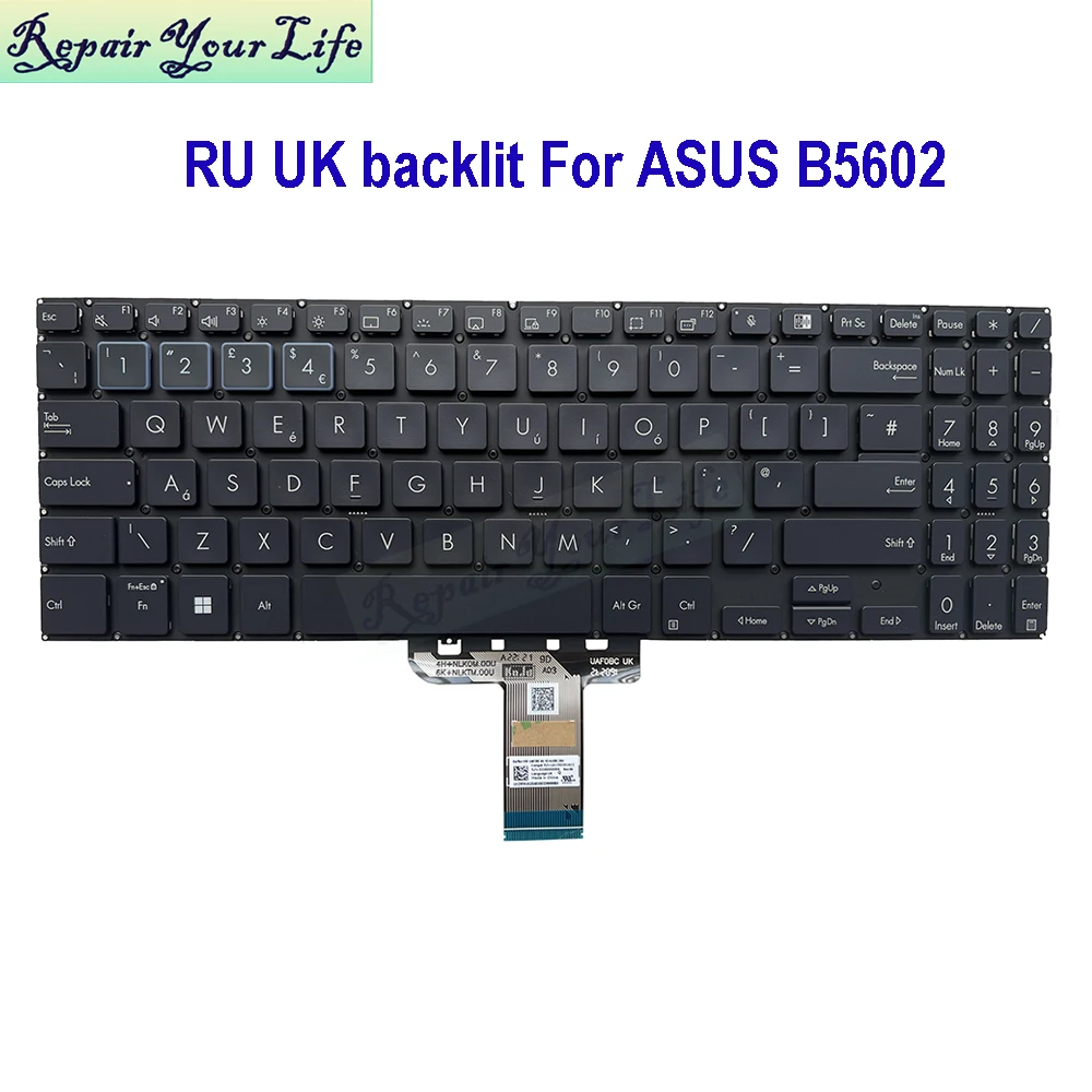 UK GB RU Russian Keyboard Backlit For ASUS ExpertBook B5 B5602 B5602CBN B5602C B5602CVN B5602FBA NSK-UAF0BC