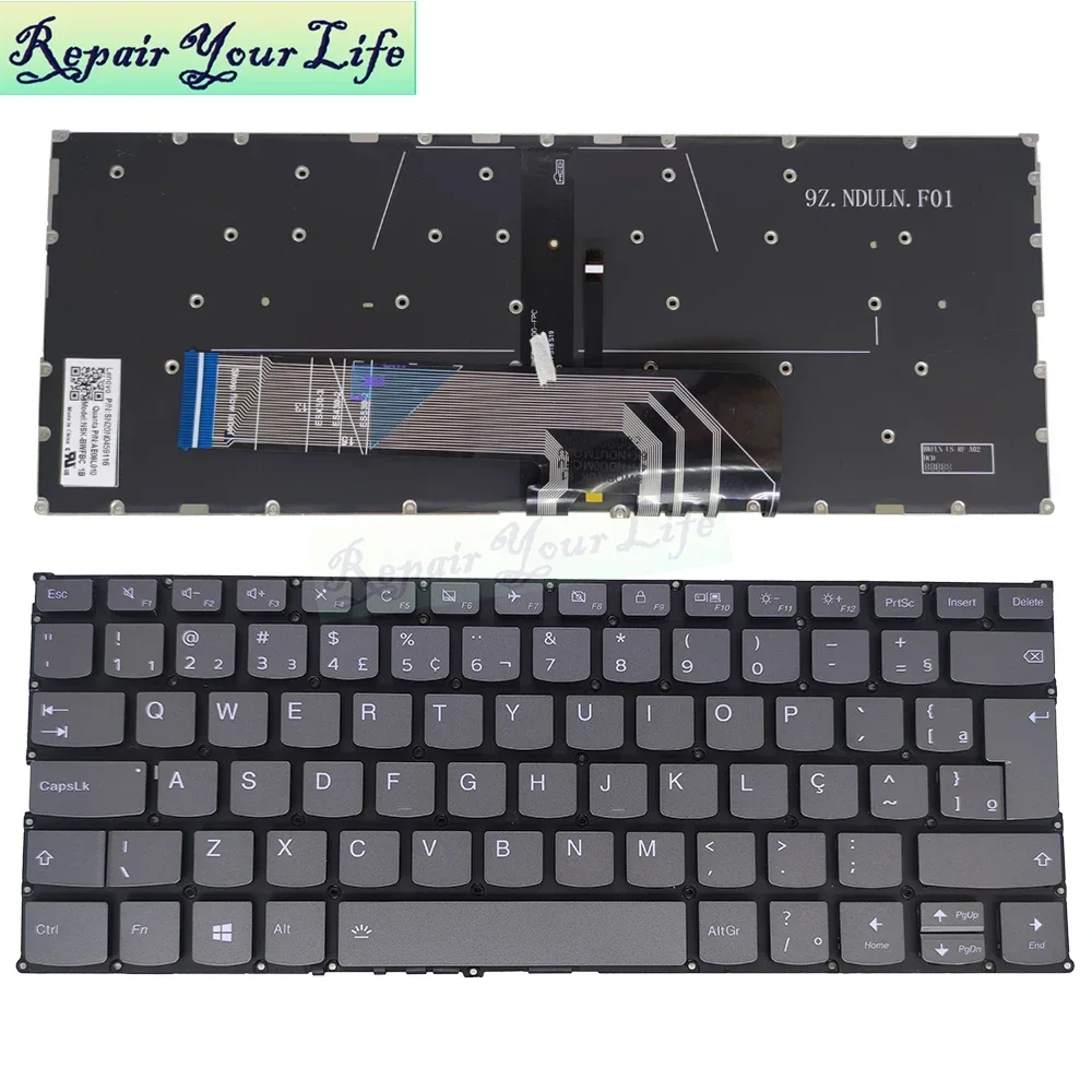 UK French Spanish Brazilian Backlit Keyboard For Lenovo Yoga 730-13 13IKB 730-13IWL 730-15IKB 730-15IWL France AZERTY Teclado