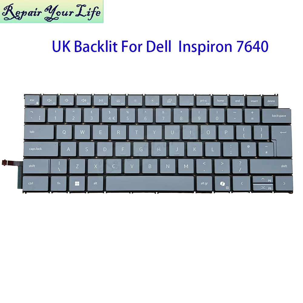 UK GB Backlit Keyboard For Dell Inspiron 7640 7645 7440 7441 7445 PLus 16 14 2-in-1