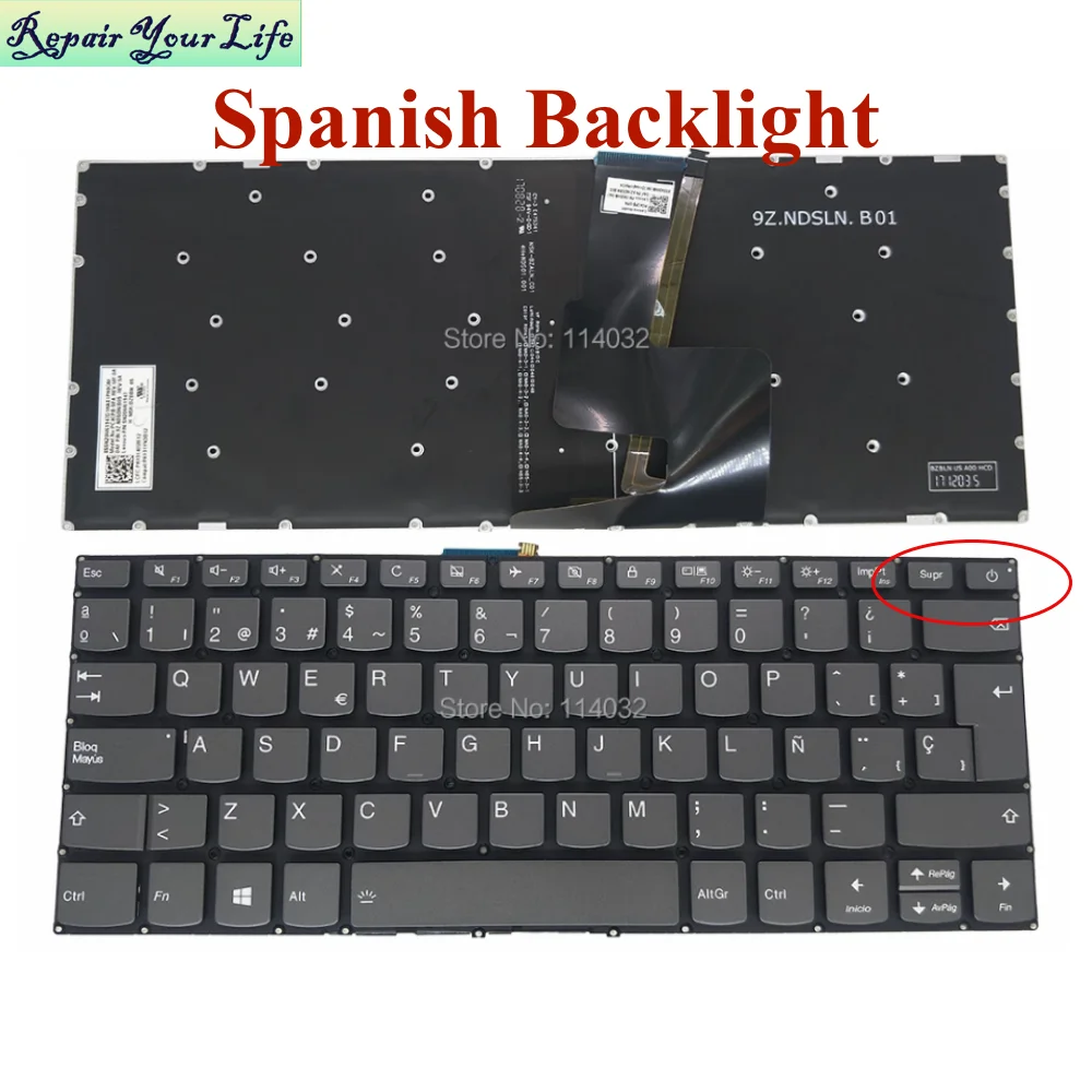 UK LA Latin Spanish Keyboard for Lenovo IdeaPad V14-IWL V14-IIL V14-ARE V14-igl V14-IKB V14-are 130-14ast 130-14ikb