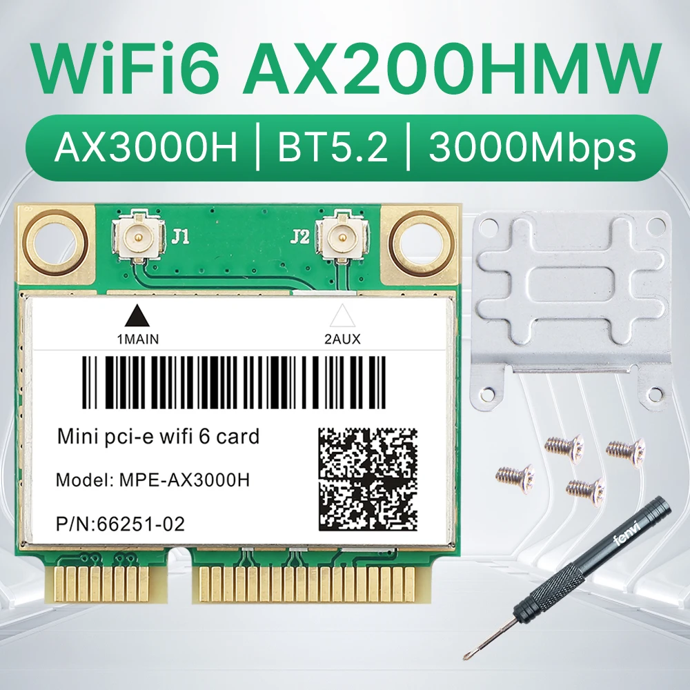 Wifi 6 AX200HMW 3000Mbps Wireless Wifi Card Bluetooth 5.2 802.11ax/ac AX3000H Dual Band 2.4Ghz/5Ghz