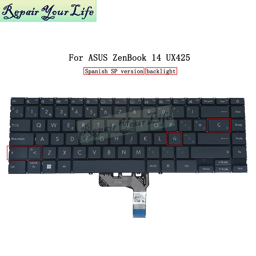 UK Backlit Keyboard for Asus ZenBook 14 UX425 UX425J UX425JA UX425E UX425EA UX425IA  SN3591BL