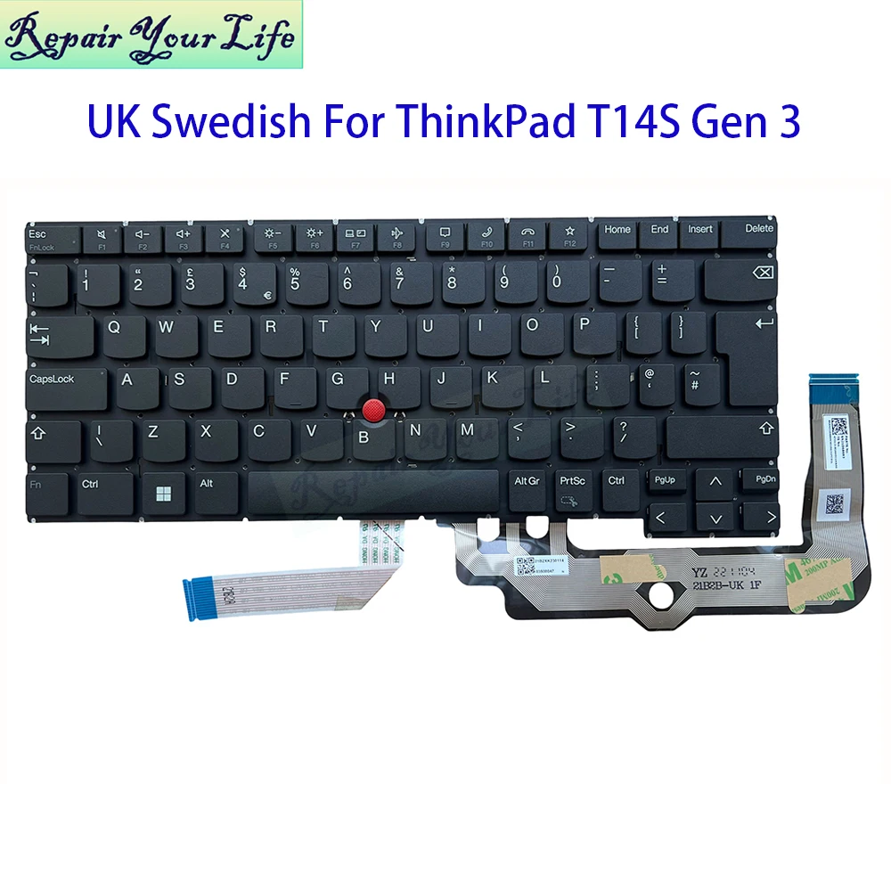 UK GB Swedish Backlit Keyboard For Lenovo ThinkPad T14S Gen 3 GEN4 21F6 21BS 21CR