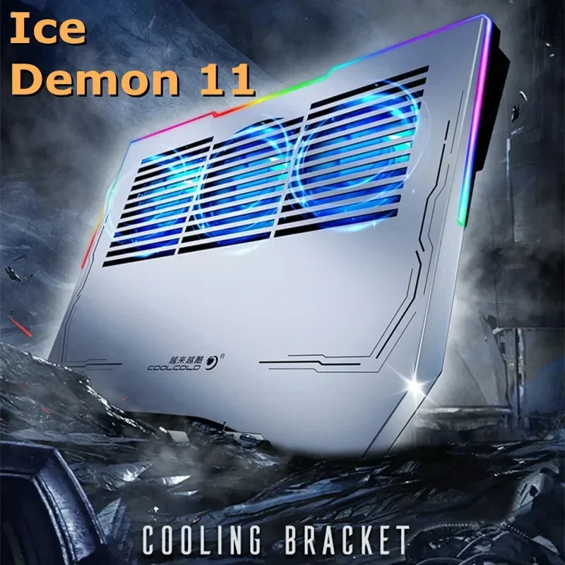 Ice Demon Notebook Air-cooled Cooling Pad with RGB Colorful Light 3 Fans for 12.1-17.3 Inch