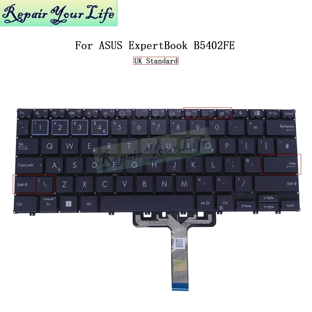 UK GB French AZERTY Keyboard Backlit For Asus B5402 ExpertBook B5 B5402FEA B5402CBA B5402CEA B5402CVA B5402FBA B5402F NSK-UA61PC