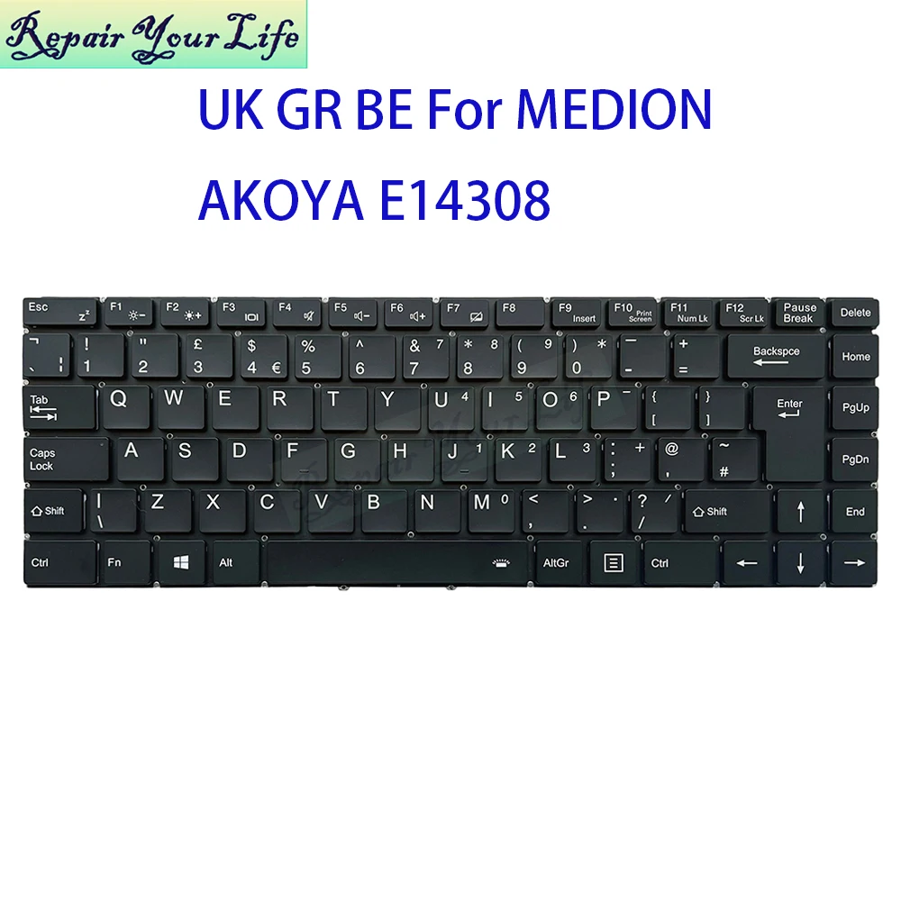UK German Belgium Keyboard Backlit For MEDION AKOYA E14308 MD64030