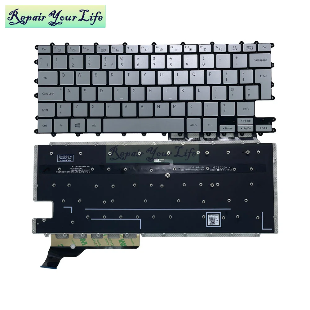 UK Korean German Backlit Keyboard for Samsung Galaxy Book NP930QCG NT930QCG, NP 930QCG, NT 930QCG K01 K02 BA59-04427B NSK-87ABN