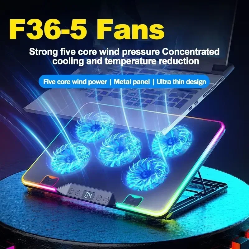 F36 5 Fan Notebook Air-cooled Cooling Stand Support 11-17.3''
