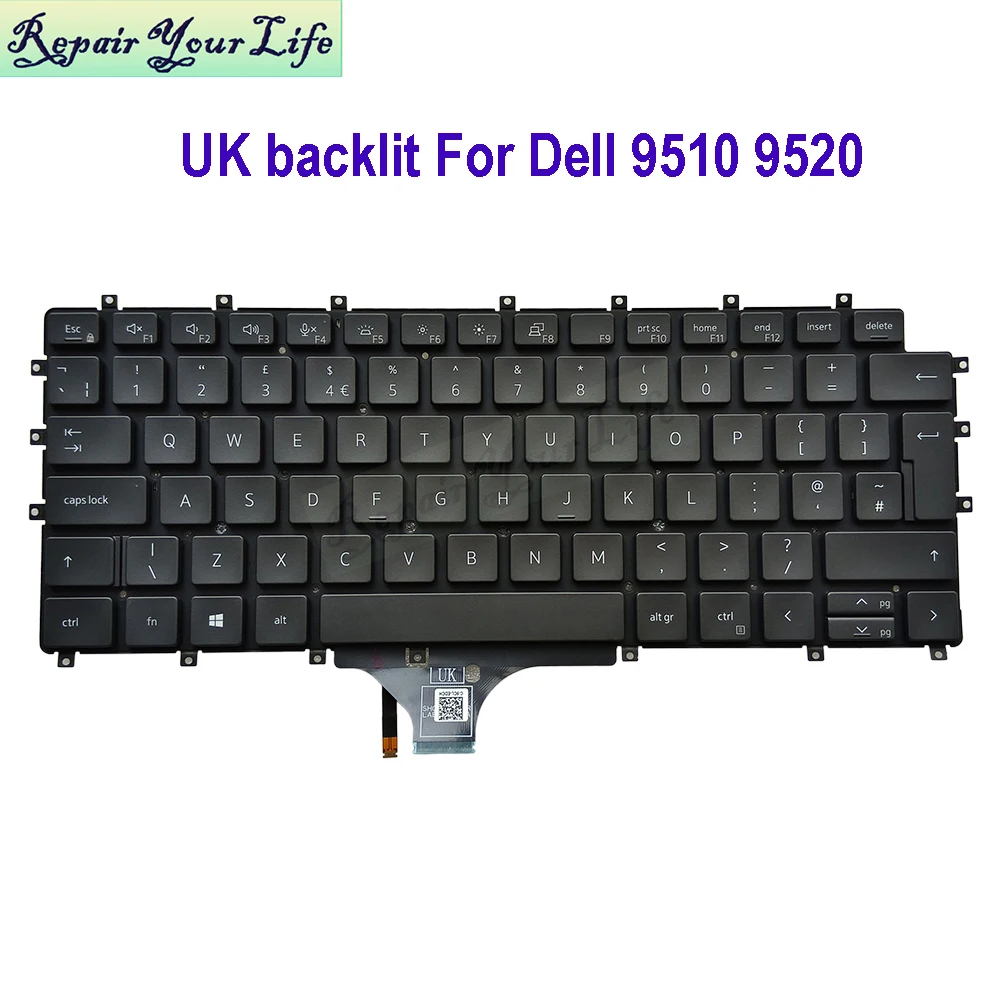 UK GB J8F1D Backlit Keyboard For Dell Latitude 9510 9520 2 in 1 0J8F1D LK132UH2A15