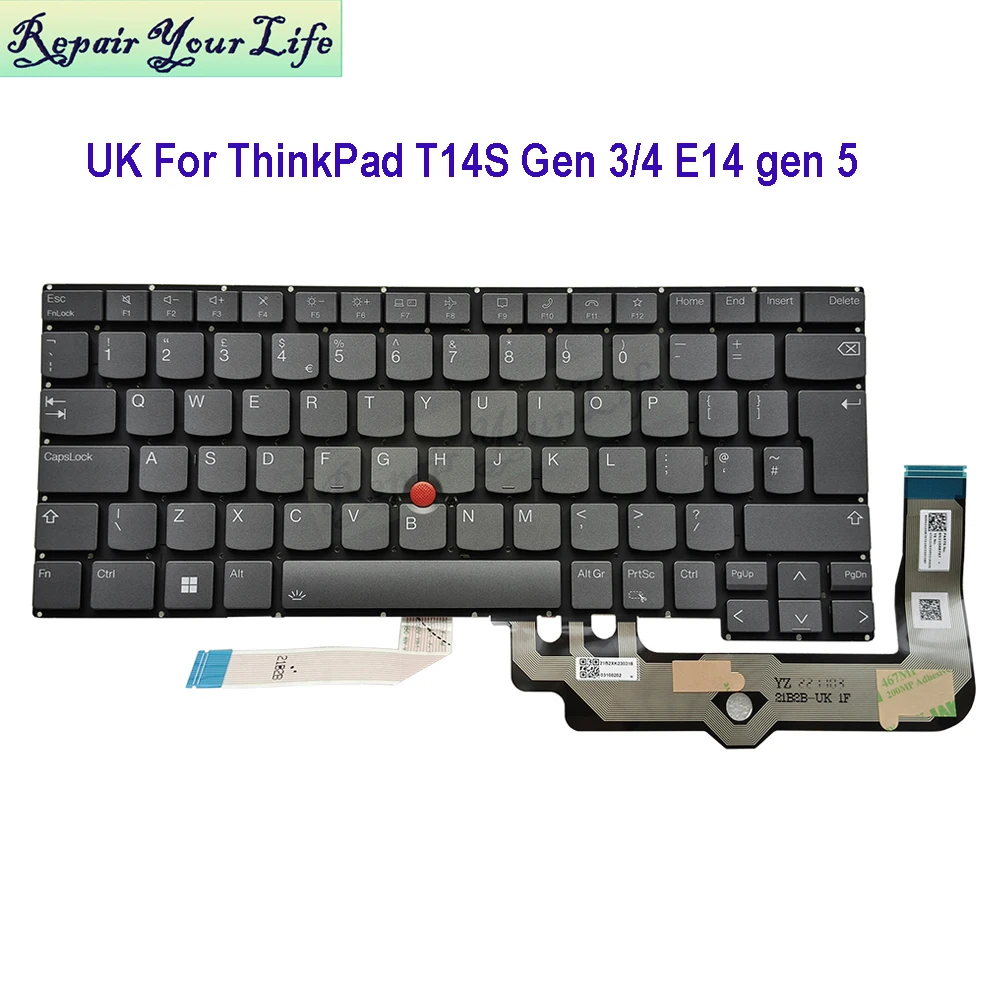 UK GB Laptop Backlit Keyboard For Lenovo ThinkPad T14S Gen 3 Gen4 21F7 21F9 E14 Gen 5 21JR 21JS