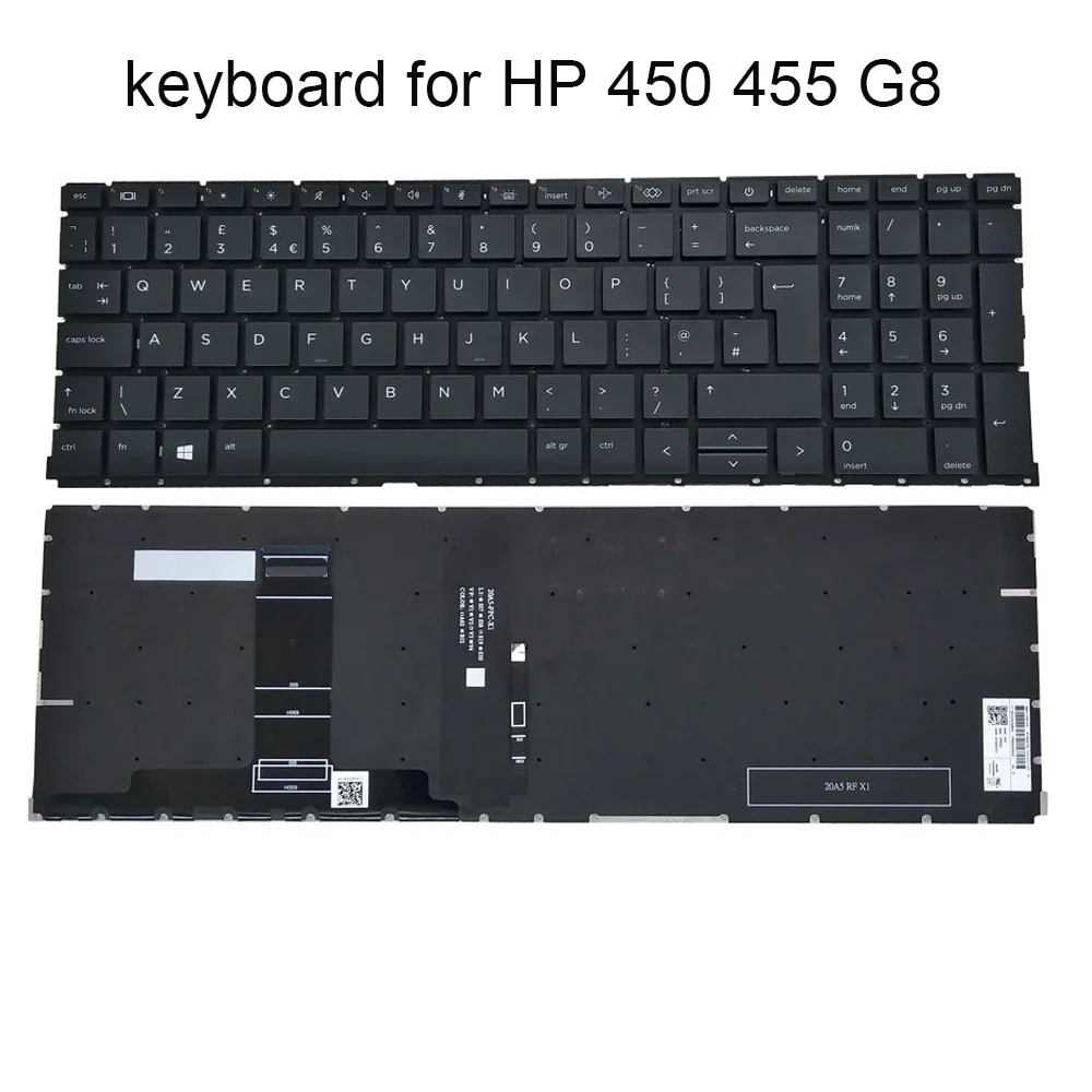 UK Laptop Backlit Keyboard For HP ProBook 450 G8 455R 455 G8 ZHAN 66 PRO 15 G4 X8QC