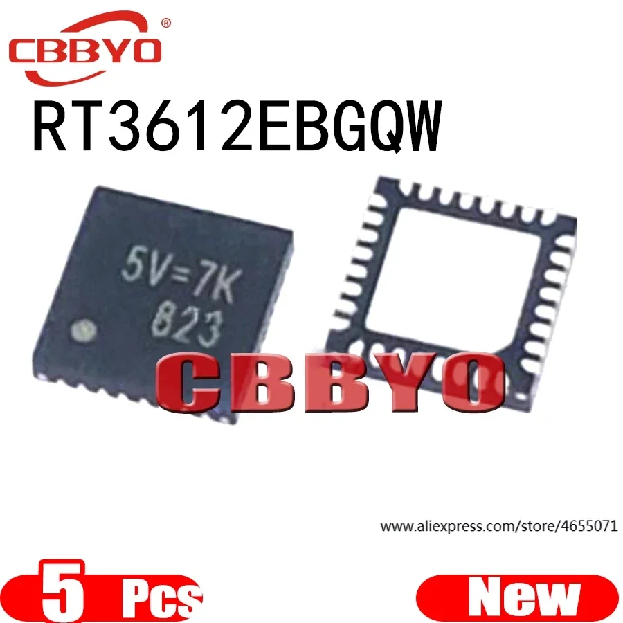 (5piece)100% New RT3612EBGQW RT3612EB 5V=6H 5V= QFN-32