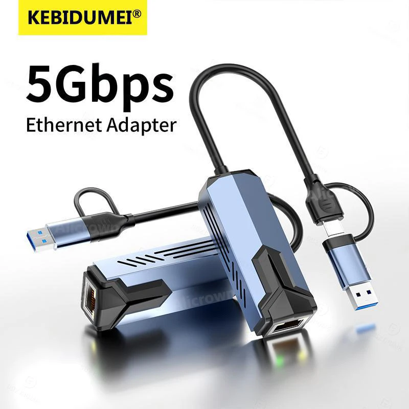 5000Mbps USB Network Card 5Gbps High Speed Wired Adapter USB3.0 Type-C to RJ45