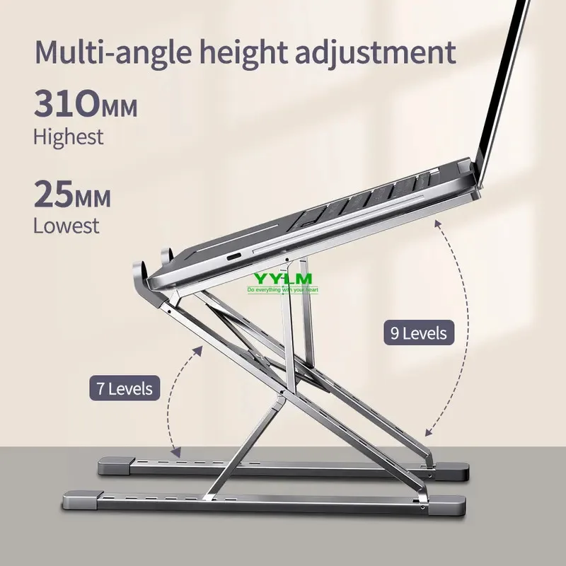 Efficient Office Companion: Aluminum Alloy Adjustable Laptop Stand with Cooling