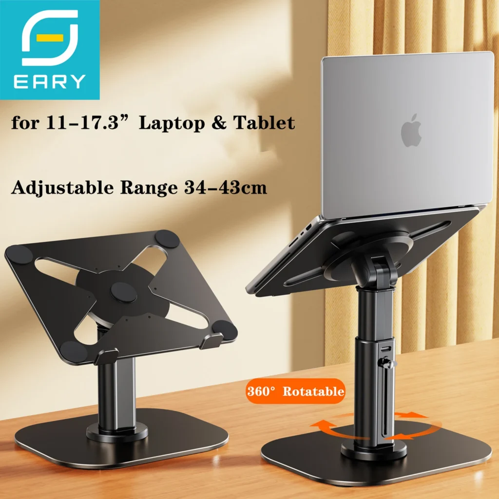 Eary Metal Adjustable Laptop Stand Computer Stand with 360° Rotate for 11-17.3"In Devices